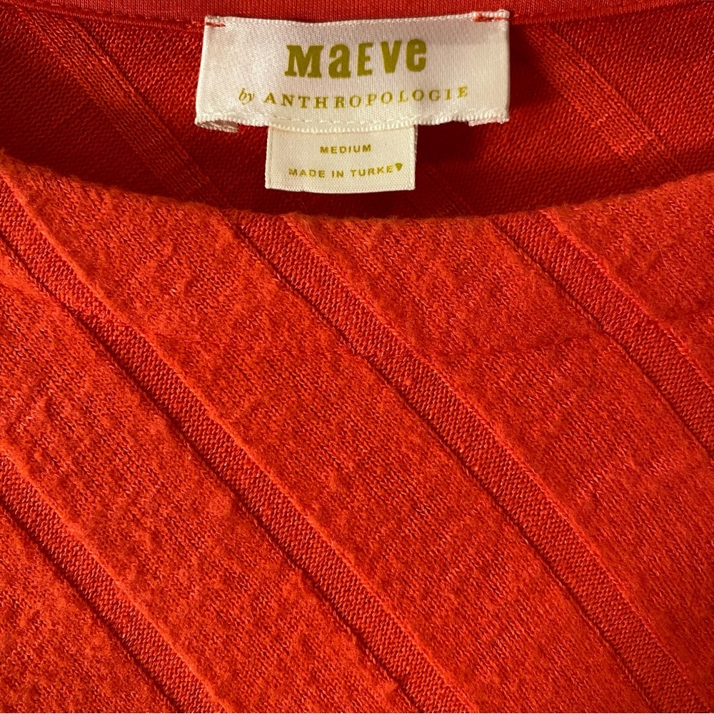 Maeve by Anthropologie Devine Tunic Long Sleeve Medium Orange Textured Sweater - Picture 9 of 12